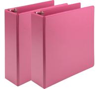 Durable Plant Based 3 Ring Binder-Made in USA-Up to 25% Plant-Based Plastic,Berry Pink (U86876)
