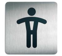 DURABLE Plaque Picto carré Toilettes Hommes en acier brossé inoxydable - 15 x 15 cm - Argent métallisé