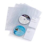 Durable Pochette CD/DVD, perforation universelle, 10 pièces, 523819 | Pochettes en polypropylène pour 4 CD ou DVD, bande de renfort, 11 trous pour classeur, idéal archivage de médias