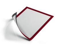 DURABLE Pochette murale DURAFRAME® Cadre d'affichage magnétique A4 - Fixation sur surfaces métalliques - Cadre rouge - Sachet de 5