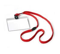 Durable 813903 Pochette Porte-badge Universel avec Lacet Textile Rouge pour Insertion Format 60 x 90 mm Plastique Résistant Transparent Boîte de 10
