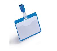 Durable Pochette Porte-Badge ouvert 6 x 9 cm avec clip rotatif - Boîte de 25 - Bleu
