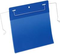 Durable Pochette porte-document A5 paysage, Lot de 50, Bleu foncé, 175207 | Fixation par fil de suspension sur conteneurs de transports et grillages, usage logistique, film résistant, Made in Germany