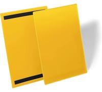 Durable Pochette porte-document, Lot de 50, Jaune, 210 x 297 mm, 174404 | Format A4 portrait, fixation magnétique sur surfaces métalliques, usage logistique, film scannable, Made in Germany
