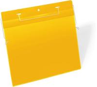 Durable Pochette porte-document, Lot de 50, Jaune, A5 paysage, 175404 | Fixation par fil de suspension sur conteneurs de transports et grillages, usage logistique, film résistant, Made in Germany