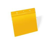 DURABLE - Pochette porte-document - Pochette logistique - Avec fil de suspension - Format A5 paysage - Fixation sur conteneurs de transports, grillages - Jaune - Boîte de 50 pièces - 175404