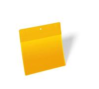 DURABLE - Pochette porte-documents - Pochette logistique - Porte-documents magnétique - Avec aimant néodyme - Pour surfaces métalliques - A5 paysage - Jaune - Boîte de 10 pièces - 174604