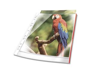 Durable Pochettes perforées Premium A4, sachet de 25, Rouge, 265503 | Pochettes plastiques à bords colorés, épaisseur 80 µm, lisibilité optimale, surface lisse ultra transparente