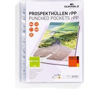 Durable Pochettes perforées transparentes A4, Boîte de 100, 268419 | Perforation universelle renforcée, ouverture par le haut, épaisseur 80 µm, polypropylène, Made in Germany