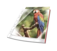 DURABLE - Pochettes perforées transparentes PREMIUM A4 à bords colorés - 25 pièces - Rouge - 265503