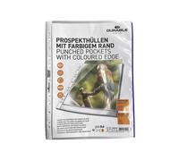 DURABLE Pochettes transparentes à bord coloré, lot de 10, bleues