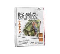 DURABLE Pochettes transparentes avec bord color, lot de 10, rouge