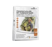 DURABLE Pochettes transparentes avec bord color, sachet de 10, blanc
