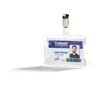 Durable Porte-Badge 5,4 x 8,5 cm avec clip rotatif - Transparent - Boîte de 25