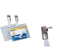 Durable Lot de 25 Porte-Badges Accroche Badge Etui Porte Carte Plastique Rigide Transparent 85 x 54 mm