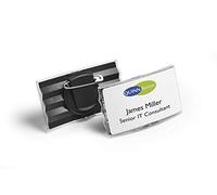 Durable - Porte-badge Convexe - Avec pince combi pivotante - Format 40 x 75 mm - Fenêtre Acrylique Transparent - Boîte de 25 - 812858