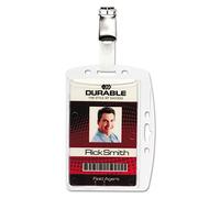 Durable Porte-badge de Sécurité avec Clip Métal, 1 Carte, multicolore | Boîtier rigide pour badge 54x87 mm, perforation pour format portrait ou paysage, encoche de retrait