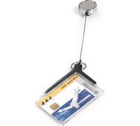 DURABLE Porte-badge de sécurité DE LUXE pour 1 carte avec enrouleur chromé, 10 pc, Gris, 830758