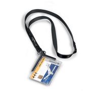 DURABLE Porte-Badge de sécurité DE LUXE Transparent avec cordon textile - Pour 1 carte 54 x 87 mm - Boîte de 10 - Anthracite