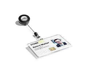 Durable - Porte-badge de Sécurité en PVC semi-rigide - Avec enrouleur - Pour 1 carte - Format 54 x 86 mm - Cordon retractable 80 cm - Boîte de 10 - 801619