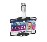 Durable Porte-badge de sécurité ouvert, 10 pièces, noir, 898801 | Support pour une carte professionnelle, format paysage, compatible avec enrouleur, lacet ou clip