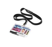 Durable - Porte-badge de sécurité rigide Push Box - Avec tour de cou SOFT noir - Pour 2 cartes - Format 54 x 87 mm - Boite de 10 - 892601