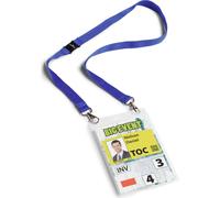 DURABLE Porte-badge évènementiel A6 avec lacet textile 20 DUO, 10 pc, Bleu foncé, 852507