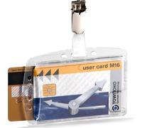 DURABLE Porte-badge fermé pour 2 cartes de sécurité avec clip, 25 pc, Transparent, 801319