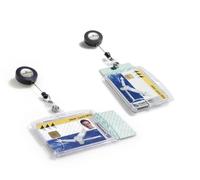 DURABLE Porte-badge fermé pour 2 cartes de sécurité avec enrouleur, 10 pc, Transparent, 822419