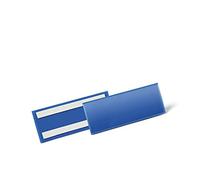Durable Porte-Étiquette Adhésif Logistique, 50 pièces, bleu foncé, 179407 | Pochette 1/2 A5 paysage, format 210 x 74 mm, pour codes-barres, plastique robuste, compatible scanner