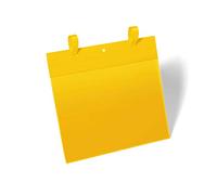 DURABLE - Porte étiquette - Pochette logistique avec sangles - Pochette pour caissons - Format A4 paysage - 297 x 210 mm - Jaune - Boîte de 50 pièces - 175104