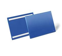 DURABLE - Porte étiquette - Porte étiquette adhésif - Pochette logistique - Pochette porte-étiquette adhésive - A4 paysage - 297 x 210 mm - Bleu foncé - Boîte de 50 pièces - 179807