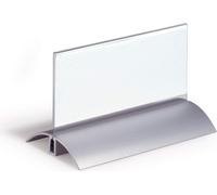 DURABLE Chevalet de table porte-noms DESK PRESENTER DE LUXE en verre clair en acrylique et pied en alluminium, le systŠme d'adh‚sion assure la stabilit‚ du chevalet dimensions de l'‚tiquette: 150 x 61 mm contenu: 2 piŠces (8201-19)