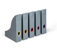 Durable Porte-revues Varicolor, Lot de 5, 73 x 305 x 241 mm, 770657 | Œillet de préhension coloré au dos, range documents A4, cahiers et brochures, design élégant, Made in Germany