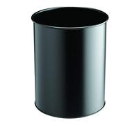 Durable - Poubelle bureau - Corbeille à papier - 15L - Ronde - En acier résistant aux rayures - Idéal pour les bureaux, hôtels - Noir - 1 pièce - 330101