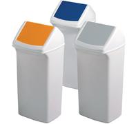 Poubelle de tri 40l H747xL320xP366mm blanc bleu avec couvercle DURABLE