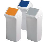 DURABLE Poubelle de tri 40 l H747xl320xP366 mm blanc gris avec couvercle