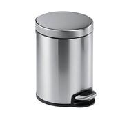 DURABLE Poubelle ronde à pédale en acier inoxydable 5L, Argent, 340023
