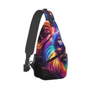 Durable Sacoche Homme Bandouliere Art coloré de l'univers du lion Sacs à Bandoulière Antivol Sac D'Epaule pour Camping Randonnée Homme