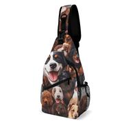 Durable Sacoche Tactique Chiot berger husky aux cheveux dorés Sling Bag Réglable,Antivol Crossbody Bag pour Homme Femme Randonnée