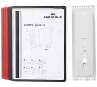 Durable Support mural pour panneau transparent SHERPA WALL 10 - 5631 rouge, noir DIN A4 Nombre de pochettes transparentes