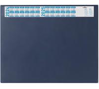 Durable 720407 Sous-main avec Rabat Transparent et Bande Calendrier Format Bureau 65 x 52 cm Bleu Foncé