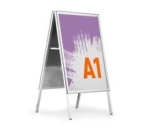 DURABLE - Stop Trottoir Extérieur A1 FOLD OUTDOOR - Affichage recto verso - Panneau publicitaire - Pliable - Étanche & Anti-UV - Cadre Aluminium - Pour commerce, restaurant- Argent - 1 pièce - 506623