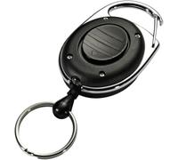 Durable Style LED Enrouleur Yoyo, Cordon 80 cm, Anneau Porte-clés, 1x | Boîtier ovale avec clip ceinture, éclairage LED intégré pour serrure, badge d'accès, métal & plastique, noir