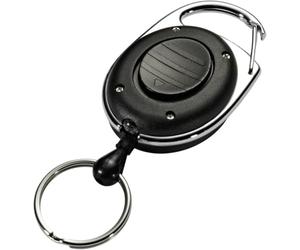 Durable Style LED Enrouleur Yoyo, Cordon 80 cm, Anneau Porte-clés, 1x | Boîtier ovale avec clip ceinture, éclairage LED intégré pour serrure, badge d'accès, métal & plastique, noir
