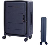 Durable Suitcase for Women Foldable Suitcases Adjustable Trolley Carry on Luggage Front Open Suitcase Universal Wheel Retro Suit Case,F-24 in