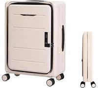Durable Suitcase for Women Foldable Suitcases Adjustable Trolley Carry on Luggage Front Open Suitcase Universal Wheel Retro Suit Case,C-24 in