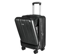 Durable Suitcase for Women Front Opening Suitcases Rechargeable Hard Case with USB Carry on Luggage Suitcase Checked Retro Suit Case,C-20In