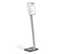 Durable Support de présentation Info Sign Stand A4, 481223 | Pied lesté pour salons et congrès, portrait ou paysage par pivotement à 90°, acrylique et aluminium, Made in Germany