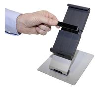 Durable Support Tablette Bureau 7 à 13 Pouces, Argenté, 893023 | Pour iPad et tablette tactile, verrouillable par e sécurité, plastique ABS, socle aluminium, Made in Germany